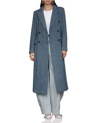 Avec Les Filles - Strong Shoulder Double Breasted Herringbone Coat - Lyst