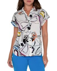 Liverpool Los Angeles - Abstract Print Short Sleeve Button-up Shirt - Lyst