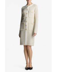 St. John - Stripe Long Sleeve Metallic Tweed Dress - Lyst