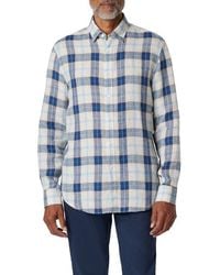 Bugatchi - Julian Shaped Fit Plaid Linen Button-Up Shirt - Lyst