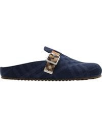 Burberry - Check Denim Urchin Clogs - Lyst