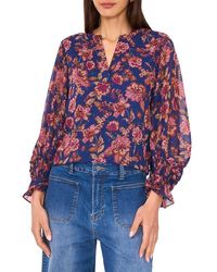 Vince Camuto - Floral Split Neck Top - Lyst