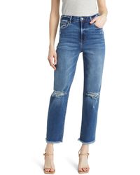 Hidden Jeans - Ripped Frayed Hem Slim Straight Leg Jeans - Lyst