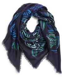 Echo - Gestural Rose Print Square Scarf - Lyst