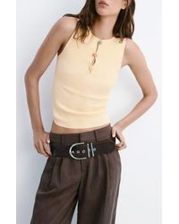 Mango - Ribbed Knit Top - Lyst