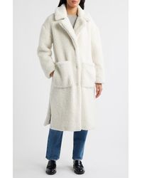BCBGMAXAZRIA - Notch Collar Faux Shearling Long Coat - Lyst