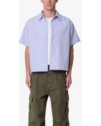 MNML - Stripe Poplin Short Sleeve Button-Up Shirt - Lyst