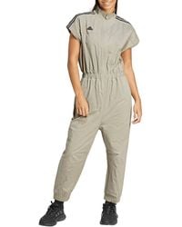 adidas - Zip-up Cotton Twill Jumpsuit - Lyst