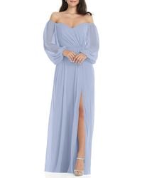 Dessy Collection - Convertible Neck Long Sleeve Chiffon Gown - Lyst