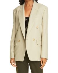 Vince Double Breasted Flannel Blazer - Natural