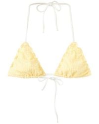 Mango - Gingham Scalloped Triangle Bikini Top - Lyst