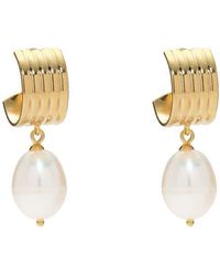 Lady Grey Jewelry - Ridge Freshwater Pearl Hoop Earrings - Lyst
