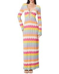 CAPITTANA - Ella Stripe Long Sleeve Knit Cover-up Dress - Lyst