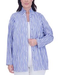 Foxcroft - Carolina Stripe Crinkled Cotton Blend Button-up Shirt - Lyst