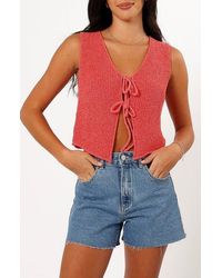 Petal & Pup - Kendall Tie Front Sleeveless Knit Top - Lyst
