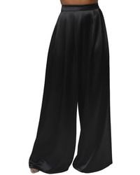 JLUXLABEL - Pleated Wide Leg Satin Pants - Lyst
