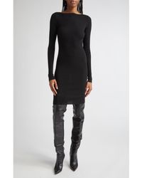 Rick Owens - Long Sleeve Rib Virgin Wool Sweater Dress - Lyst