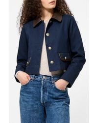 French Connection - Denim Jacket With Faux Leather Trim - Lyst