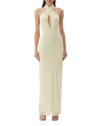 AFRM - Genie Polka Dot Cutout Mesh Halter Maxi Dress - Lyst