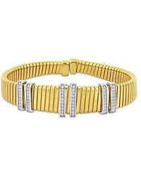 Julianna B - Cubic Zirconia Omega Wide Bangle Bracelet Two-Tone - Lyst