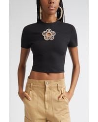 Area - Crystal Flower Cutout Crop T-Shirt - Lyst