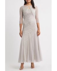 Pisarro Nights - Beaded Gown With Long Sleeve Jacket - Lyst