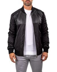 Maceoo - Croc Embossed Leather Bomber Jacket - Lyst
