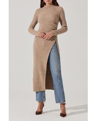 Astr - Mock Neck Rib Longline Sweater - Lyst