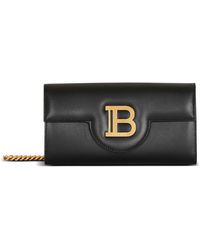 Balmain - B-buzz Calfskin Leather Wallet On A Chain - Lyst