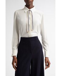 Max Mara - Apollo Crêpe De Chine Button-Up Shirt With Neck Ties - Lyst