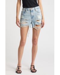 FRAME - The Vintage Relaxed Denim Shorts - Lyst