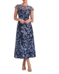JS Collections - Meredith Floral Embroidery A-line Dress - Lyst