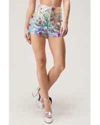 Nasty Gal - Floral Appliqué Sequin High Waist Shorts - Lyst
