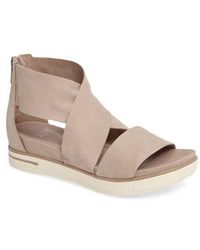 Eileen Fisher Touch Platform Sandal in Black Leather (Black) - Lyst
