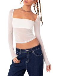 Edikted - Marta Long Sleeve Mesh Top - Lyst