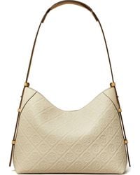 Tory Burch - T Monogram Pebble Leather Messenger Bag - Lyst