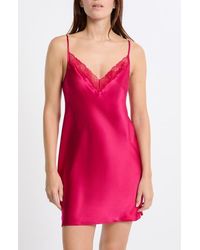 Etam - Milky Lace Trim Silk Chemise - Lyst