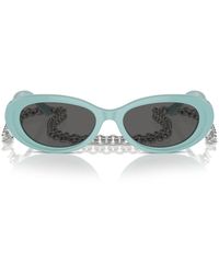 Tiffany & Co. - 54mm Oval Sunglasses With Chain - Lyst
