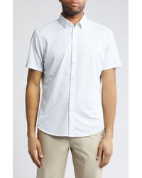 Mizzen+Main - Mizzen+main Halyard Dot Print Short Sleeve Performance Knit Button-up Shirt - Lyst