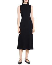 Theory - Cable Stitch Sleeveless Wool Blend Sweater Midi Dress - Lyst