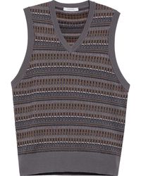 Lemaire - Jacquard Wool Blend Sweater Vest - Lyst