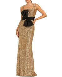 Mac Duggal - Sequin Scoop Neck Column Gown With Faille Bow - Lyst
