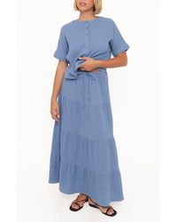 Petal & Pup - Sophia Cotton Gauze Button-Up Top & Maxi Skirt Set - Lyst