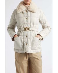 Moncler - Cygnes Quilted Down Jacket With Faux Fur Collar - Lyst