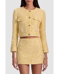 Alice + Olivia - Lorie Embellished Crop Tweed Jacket - Lyst