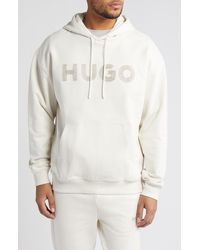 HUGO - Drochood Embroidered Cotton French Terry Hoodie - Lyst
