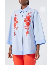 Marina Rinaldi - Gela Embroidered Cotton Button-Up Shirt - Lyst