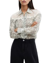 Mango - Paisley Print Lace Inset Button-up Shirt - Lyst