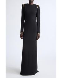 Tom Ford - Chainmail Trim Long Sleeve Silk Evening Dress - Lyst