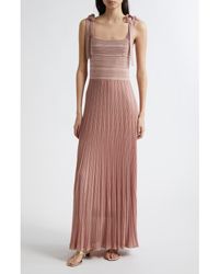 Zimmermann - Lucky Tie Shoulder Metallic Rib Maxi Dress - Lyst